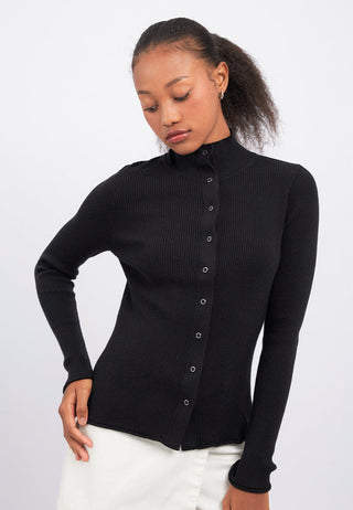 Fitted Snap Button Long Sleeve Top