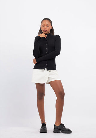Fitted Snap Button Long Sleeve Top