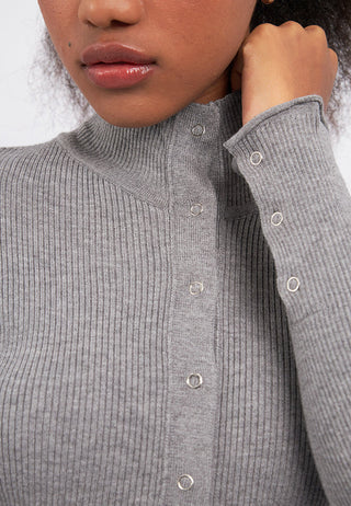 Fitted Snap Button Long Sleeve Top