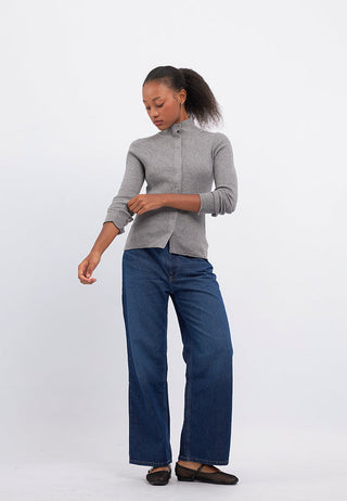 Fitted Snap Button Long Sleeve Top