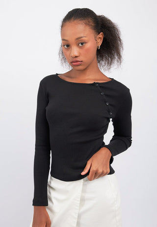 Long Sleeve Fitted Asymmetric Top