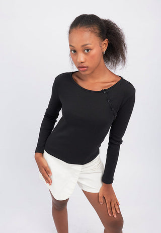 Long Sleeve Fitted Asymmetric Top