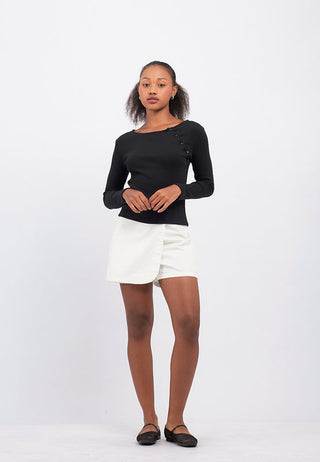 Long Sleeve Fitted Asymmetric Top