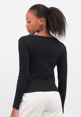 Long Sleeve Fitted Asymmetric Top