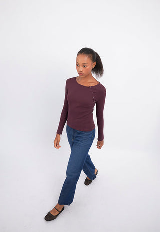 Long Sleeve Fitted Asymmetric Top