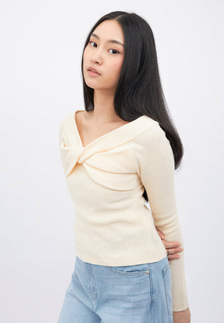 Twisted Front Long Sleeve Knit Top