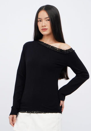 Off Shoulder Long Sleeve Lace Top