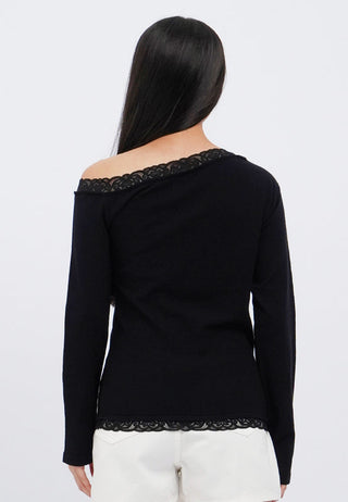 Off Shoulder Long Sleeve Lace Top