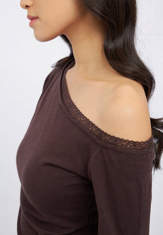 Off Shoulder Long Sleeve Lace Top