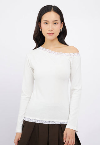 Off Shoulder Long Sleeve Lace Top