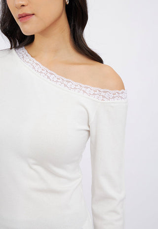 Off Shoulder Long Sleeve Lace Top