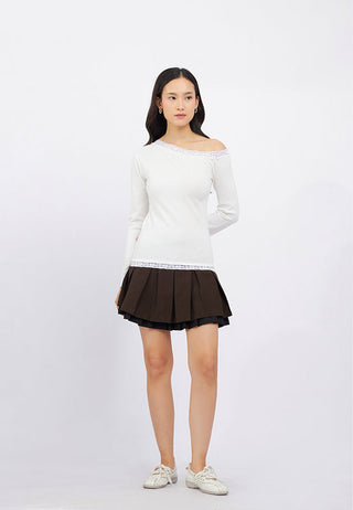Off Shoulder Long Sleeve Lace Top