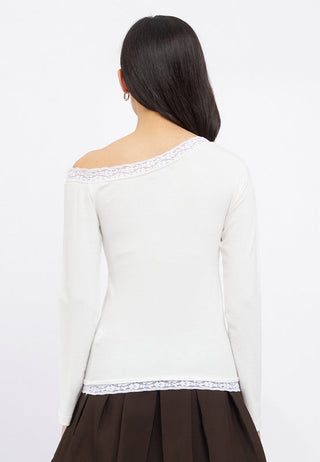 Off Shoulder Long Sleeve Lace Top