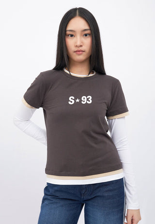 Double Layer Graphic Long Sleeve Top