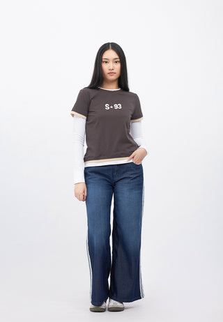 Double Layer Graphic Long Sleeve Top
