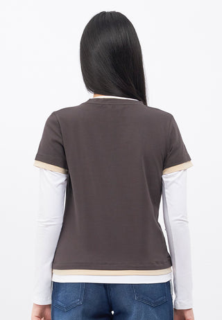 Double Layer Graphic Long Sleeve Top