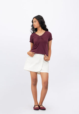Shirred Placket Puff Sleeve Top