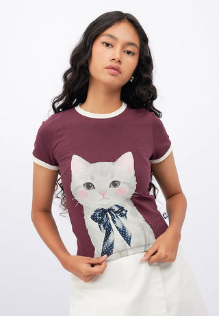 Contrast Lining Fitted Graphic T-Shirt