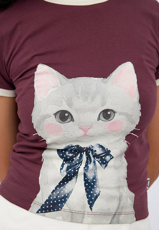Contrast Lining Fitted Graphic T-Shirt