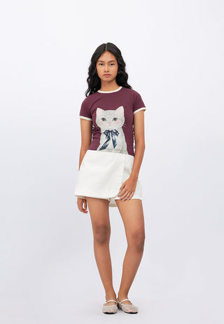 Contrast Lining Fitted Graphic T-Shirt