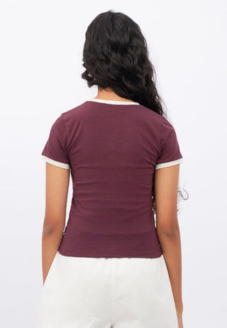 Contrast Lining Fitted Graphic T-Shirt
