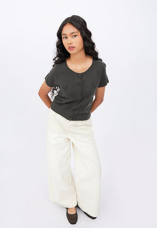 Embroidery Short Sleeve Knit Top