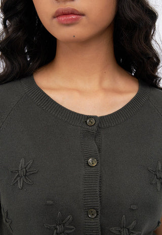 Embroidery Short Sleeve Knit Top