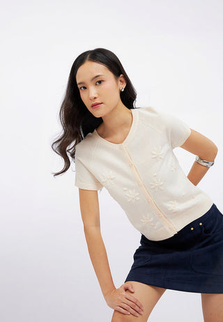 Floral Short Sleeve Knit Top