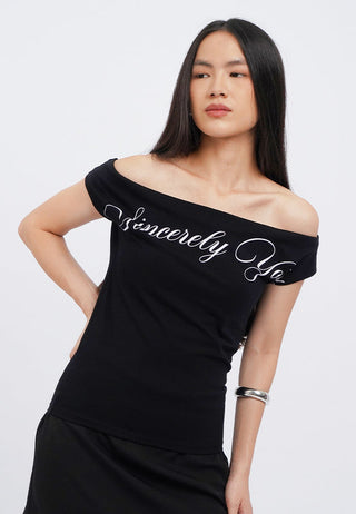 Off Shoulder Graphic T-Shirt