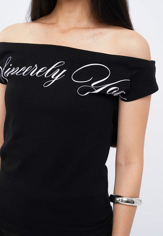 Off Shoulder Graphic T-Shirt