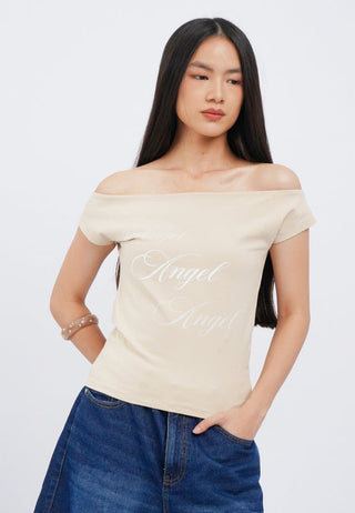 Off Shoulder Graphic T-Shirt