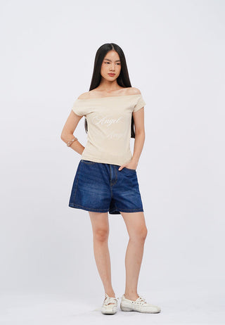 Off Shoulder Graphic T-Shirt