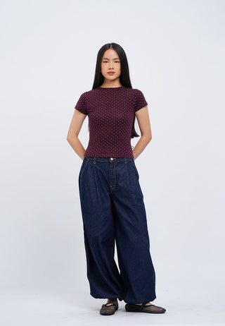 High Neck Short Sleeve Fitted Top