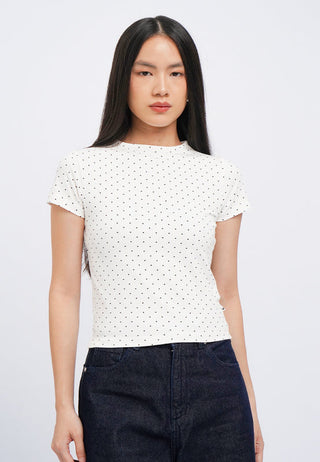 High Neck Short Sleeve Fitted Top