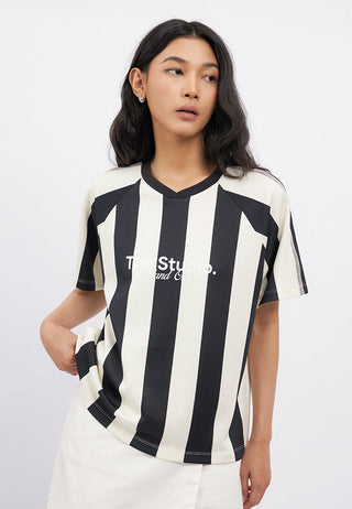 Short Sleeve Stripes Jersey Top