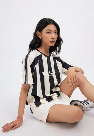 Short Sleeve Stripes Jersey Top