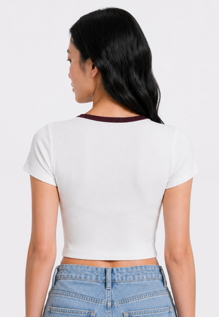 Round Neck Buttoned Crop Top