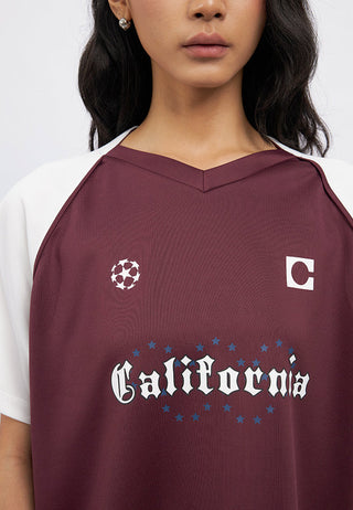 Oversized Contrast Sleeves Jersey Top