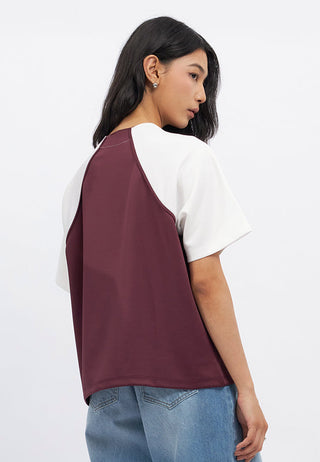 Oversized Contrast Sleeves Jersey Top
