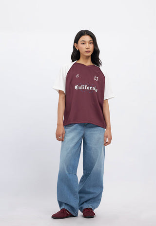 Oversized Contrast Sleeves Jersey Top