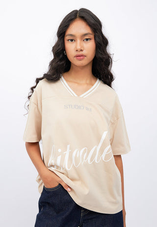 Oversized T-Shirt with Stripe Neckline