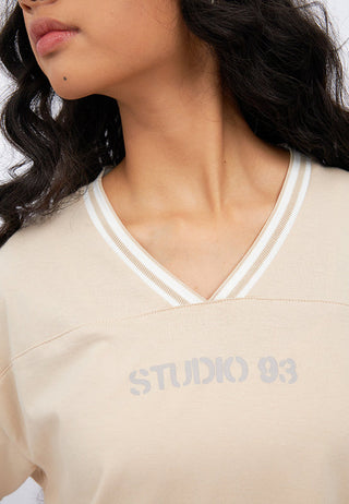 Oversized T-Shirt with Stripe Neckline
