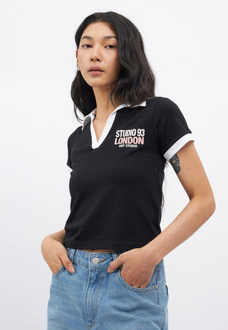 Short Sleeve Fitted Collar Top