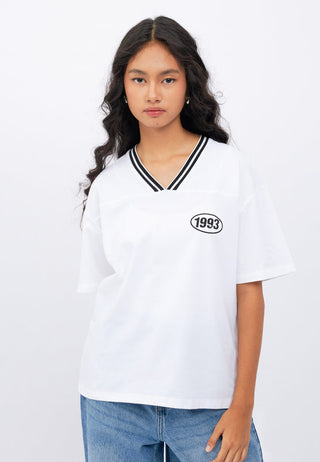 Oversized T-Shirt with Stripe Neckline