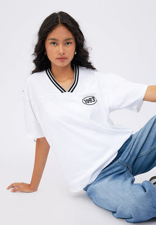 Oversized T-Shirt with Stripe Neckline