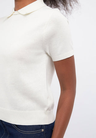Short Sleeve Collared Knit Top