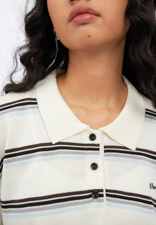 Oversized Short Sleeve Stripe Polo Shirt