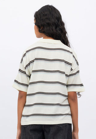 Oversized Short Sleeve Stripe Polo Shirt
