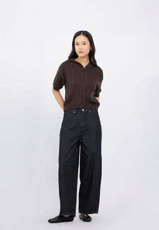 Knitted Short Sleeve Hoodie Top