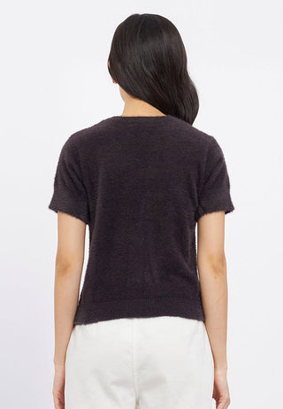 Short Sleeve Hairy Yarn Top
